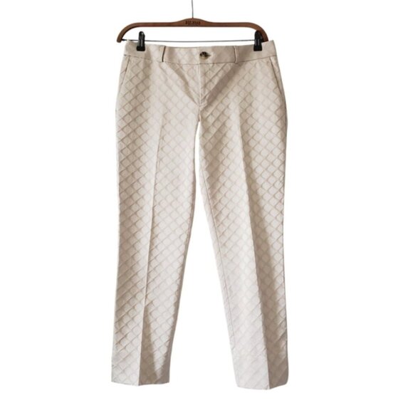 Banana Republic Camden Cotton Champagne Jacquard Tapered Ankle Trousers 8 - Picture 2 of 8